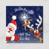 サンタとトナカイメリーのクリスマスハッピーアニメ スクエア名刺 (正面)