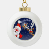 サンタとトナカイメリーのクリスマスハッピーアニメ セラミックボールオーナメント (正面)