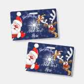 サンタとトナカイメリーのクリスマスハッピーアニメ バッジ (正面＆裏面)