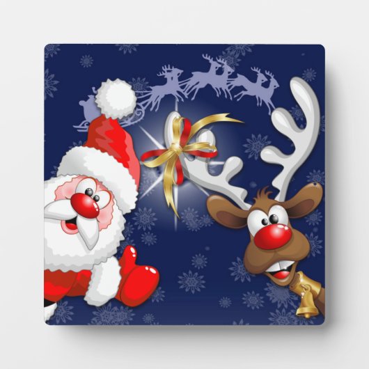 サンタとトナカイメリーのクリスマスハッピーアニメ フォトプラーク (正面)