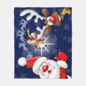 サンタとトナカイメリーのクリスマスハッピーアニメ フリースブランケット (正面)