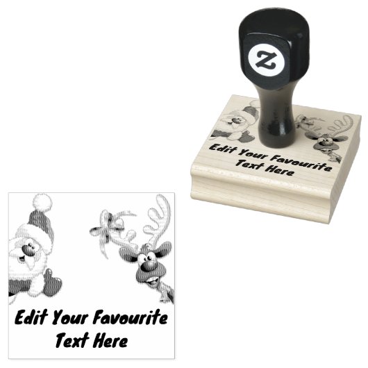 サンタとトナカイメリーのクリスマスハッピーアニメ ラバースタンプ (押印)