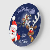 サンタとトナカイメリーのクリスマスハッピーアニメ ラージ壁時計 (傾斜)