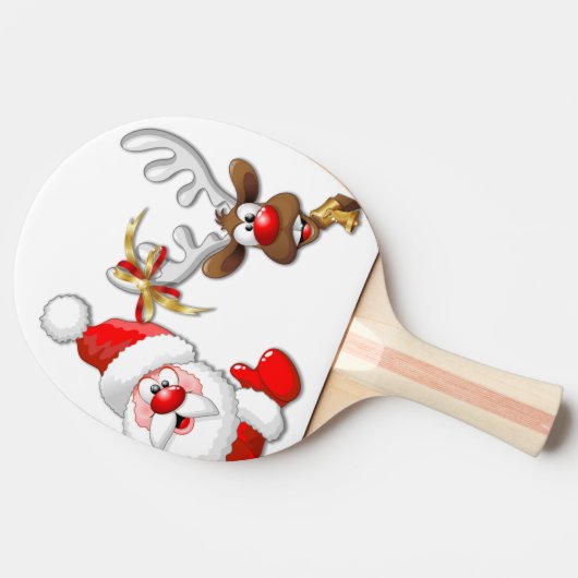 サンタとトナカイメリーのクリスマスハッピーアニメ 卓球ラケット (横)