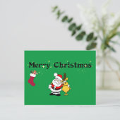 サンタとトナカイ葉書とメリークリスマス! ポストカード (スタンド正面)