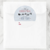 サンタとトナカイ飛んでいるのクリスマスプレゼント ラウンドシール (バッグ)