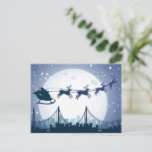 サンタとトナカイ飛んでいるの夜空 シーズンポストカード (スタンド正面)