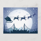 サンタとトナカイ飛んでいるの夜空 シーズンポストカード (正面)