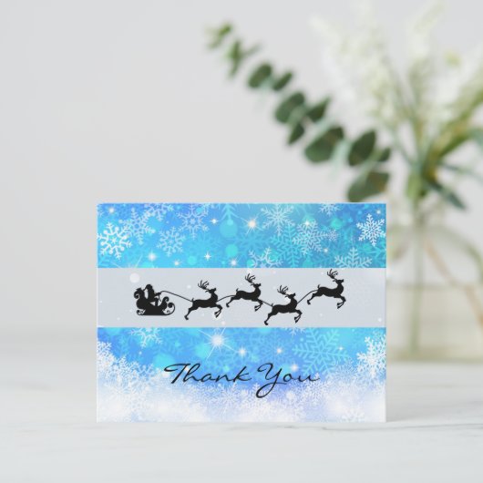 サンタとトナカイ飛んでいるアのクリスマス感謝してい ポストカード (スタンド正面)