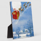 サンタとトナカイ飛んでいるア フォトプラーク (側面)