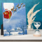 サンタとトナカイ飛んでいるア フォトプラーク (側面)