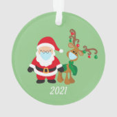 サンタとトナカイ2021顔マスクCovidクリスマス オーナメント (裏面)