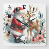 サンタとトナカイ6 スクエア壁時計 (正面)