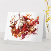 サンタとトナカイ カード (黄色い花)