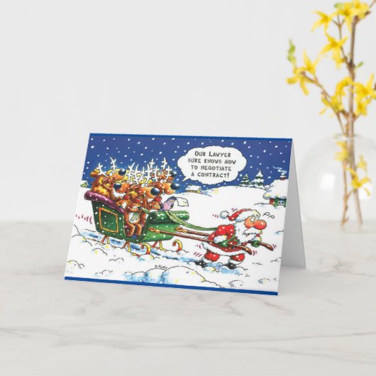 サンタとトナカイ カード (黄色い花)