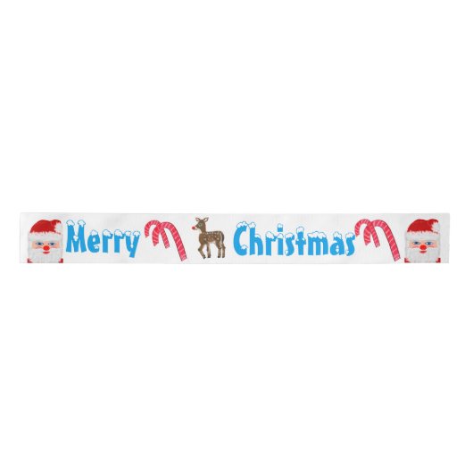 サンタとトナカイ クリスマス 3インチ サテンリボン (正面)