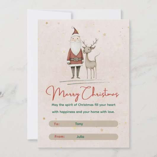 🎅サンタとトナカイ メリークリスマス シーズンカード (正面)