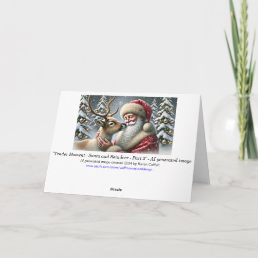 サンタとトナカイ、雪の森、クリスマスツリー3 シーズンカード (裏面)