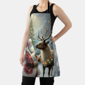 サンタとトナカイ、雪の森、クリスマスツリー8 エプロン (インサイチュ)