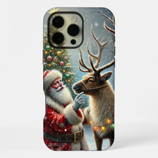サンタとトナカイ、雪の森、クリスマスツリー8 iPhoneケース (裏面)