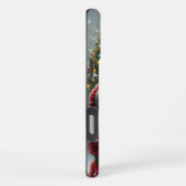 サンタとトナカイ、雪の森、クリスマスツリー8 iPhoneケース (右側面)