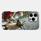 サンタとトナカイ、雪の森、クリスマスツリー8 iPhoneケース (裏面横)