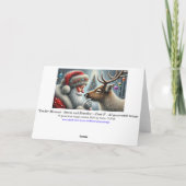 サンタとトナカイ、雪林、クリスマスツリー4 シーズンカード (裏面)