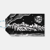 サンタとドッグスリーで北極リノプリント ギフトタグ (裏面横)