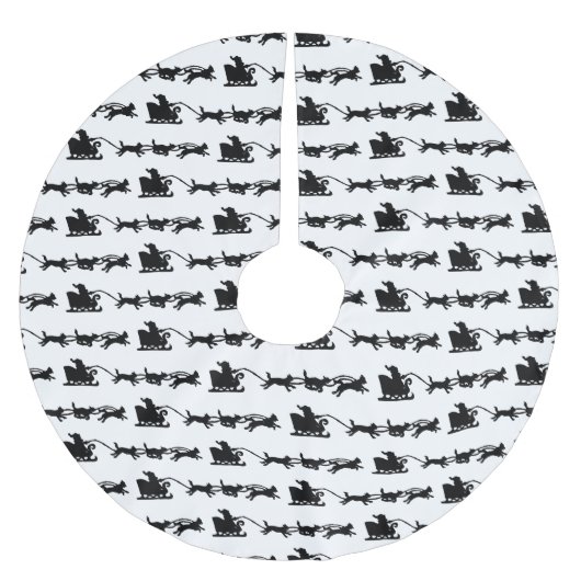 サンタとドッグスリーで北極リノプリント ブラッシュドポリエステルツリースカート (正面)