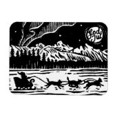 サンタとドッグスリーで北極リノプリント マグネット (横)