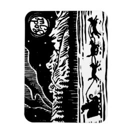 サンタとドッグスリーで北極リノプリント マグネット