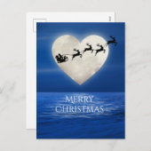 サンタとハートフルムーンビーチメリークリスマス シーズンポストカード (正面/裏面)