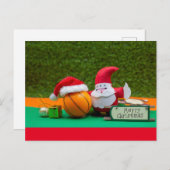サンタとバスケットボールの選手にメリークリスマス ポストカード (正面/裏面)