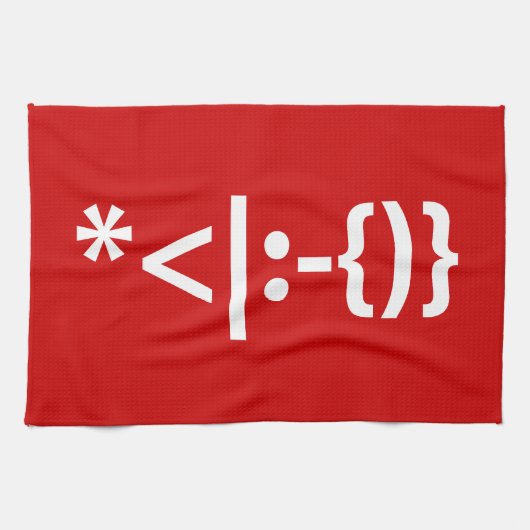 サンタとヒゲのクリスマスエモティコン キッチンタオル (横)