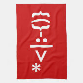 サンタとヒゲのクリスマスエモティコン キッチンタオル (縦)