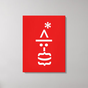 サンタとヒゲのクリスマスエモティコン キャンバスプリント