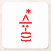 サンタとヒゲのクリスマスエモティコン スクエアペーパーコースター (正面)