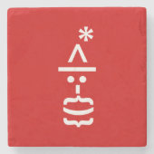 サンタとヒゲのクリスマスエモティコン ストーンコースター (正面)