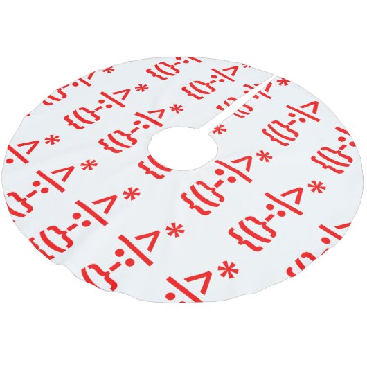 サンタとヒゲのクリスマスエモティコン ブラッシュドポリエステルツリースカート (アングル)