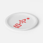 サンタとヒゲのクリスマスエモティコン ペーパープレート (アングル)