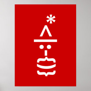 サンタとヒゲのクリスマスエモティコン ポスター