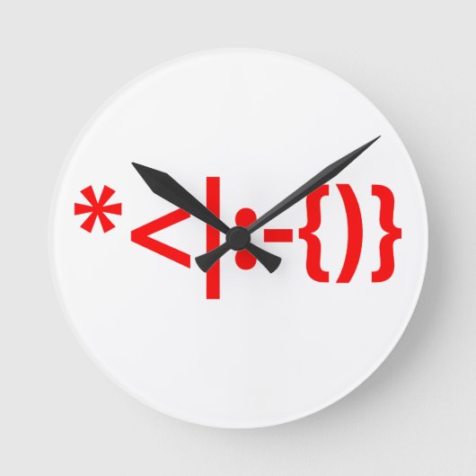 サンタとヒゲのクリスマスエモティコン ラウンド壁時計 (正面)