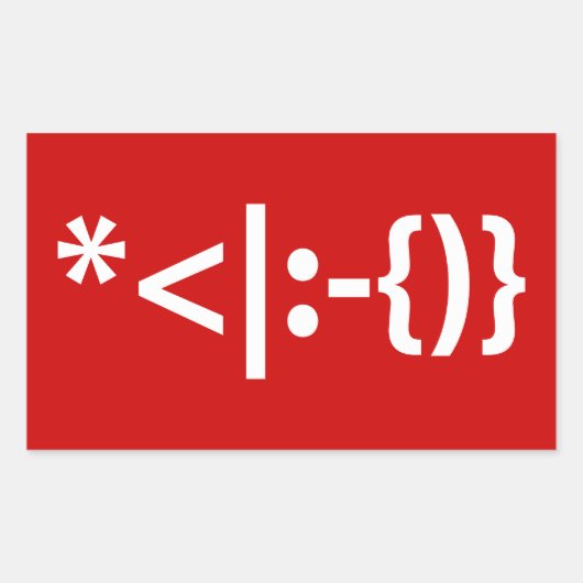 サンタとヒゲのクリスマスエモティコン 長方形シール (正面)