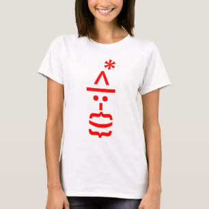 サンタとヒゲのクリスマスエモティコン Tシャツ