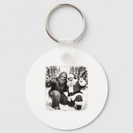 サンタとビッグフットのかわいいクリスマスイルミネーション キーホルダー (正面)