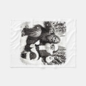 サンタとビッグフット クリスマス ライト 面白い サスクワッチ フリースブランケット (正面(横))