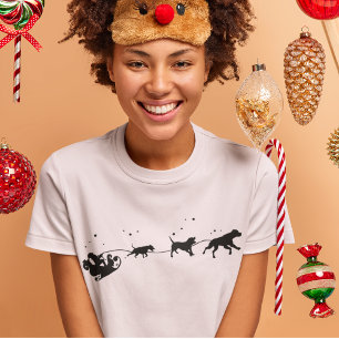 サンタとピットブルのシャドークリスマス Tシャツ
