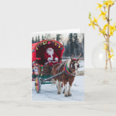 サンタとピント荷車を引く馬車カラフル車 カード (黄色い花)