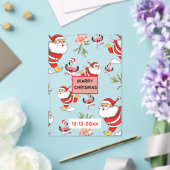 サンタとフラミンゴとピンクの花柄のクリスマスパターン アクリル招待状 (インサイチュ (ウェディング))
