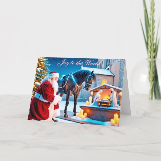 サンタとホースで出生クリスマスカード シーズンカード (正面)